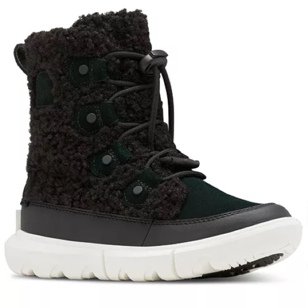 Sorel - Girls Explorer Cozy Cold-Weather‎ Boots - Black & White - Size 5